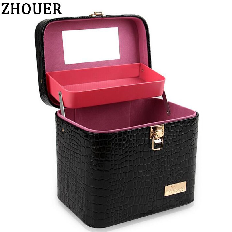 패션 여성 악어 화장 상자 디자이너 휴대용 화장품 가방 대용량 화장품 가방 여성 메이크업 SZ06/Fashion Women Alligator Cosmetic Box Designer  Portable Cosmetic Bag Large Capacity Cosmeti